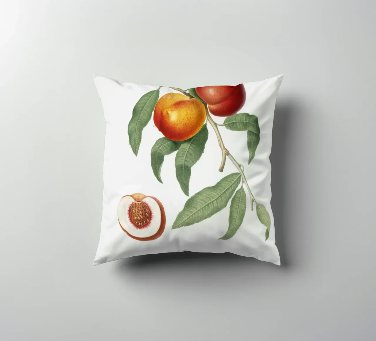 Peach Fruit VIntage botanical illustration cuscino da Pretty Flowers Vintage Botanicals