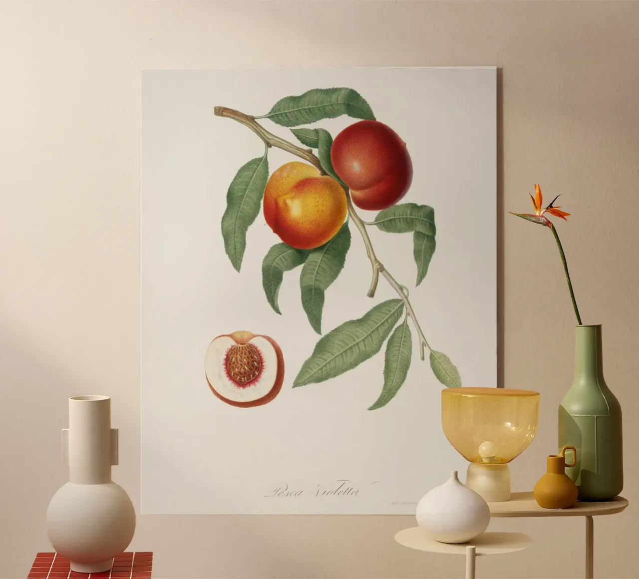 Peach Fruit VIntage botanical illustration plexiglass da Pretty Flowers Vintage Botanicals