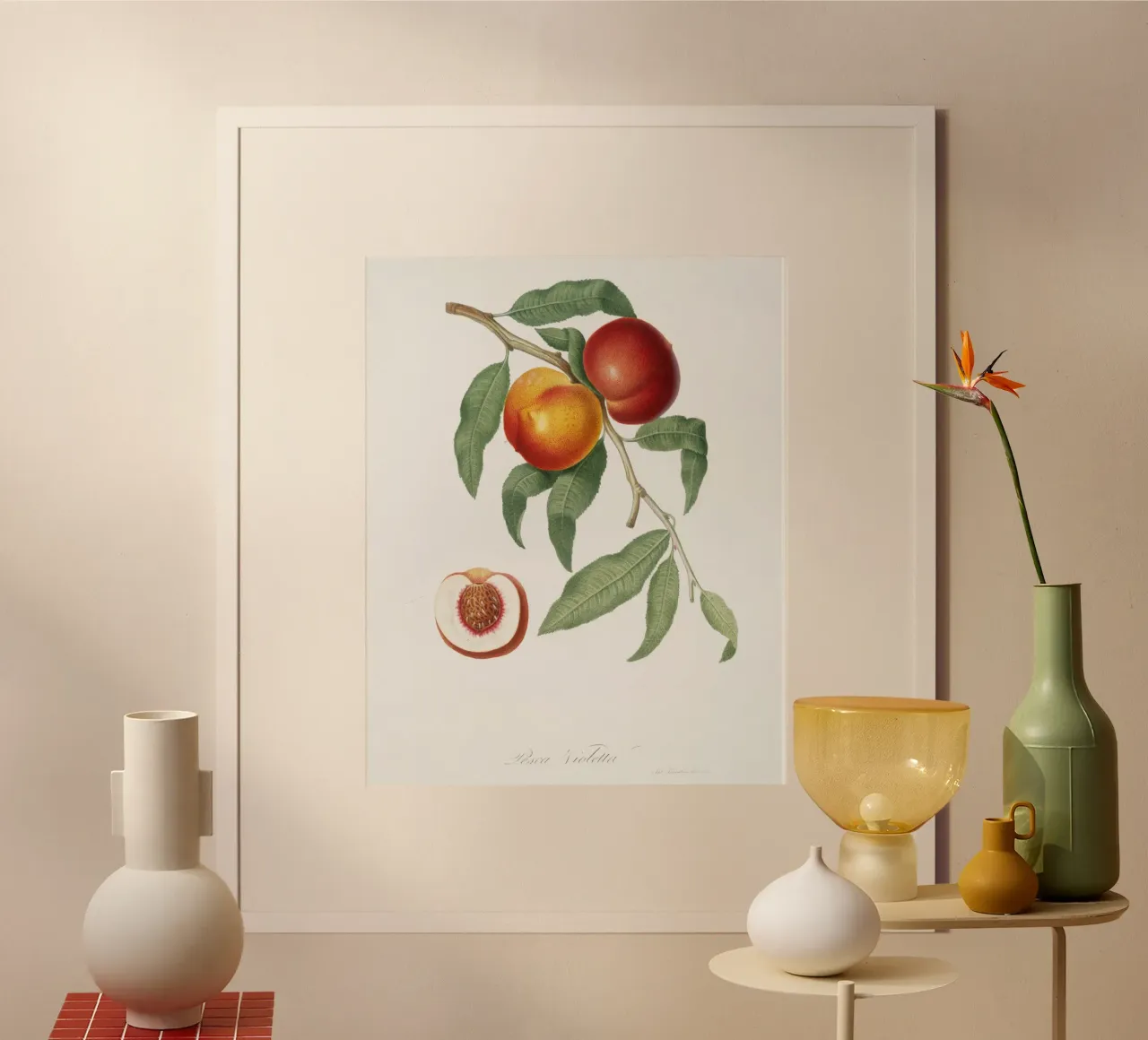 Peach Fruit VIntage botanical illustration carta hahnemühle da Pretty Flowers Vintage Botanicals