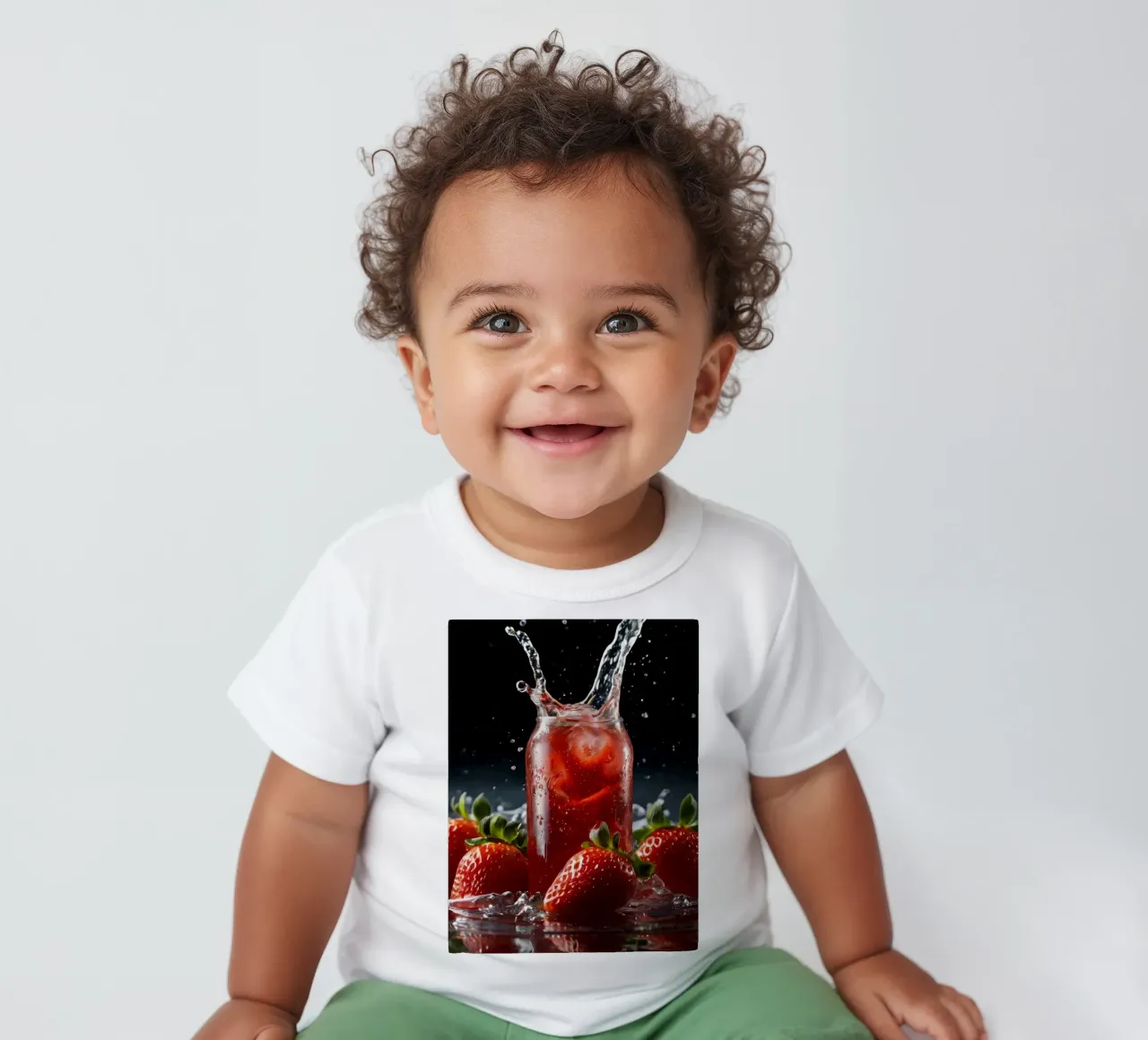 Fragole e spruzzi di bevande gassate su sfondo scuro maglietta neonato da DesignDoodle