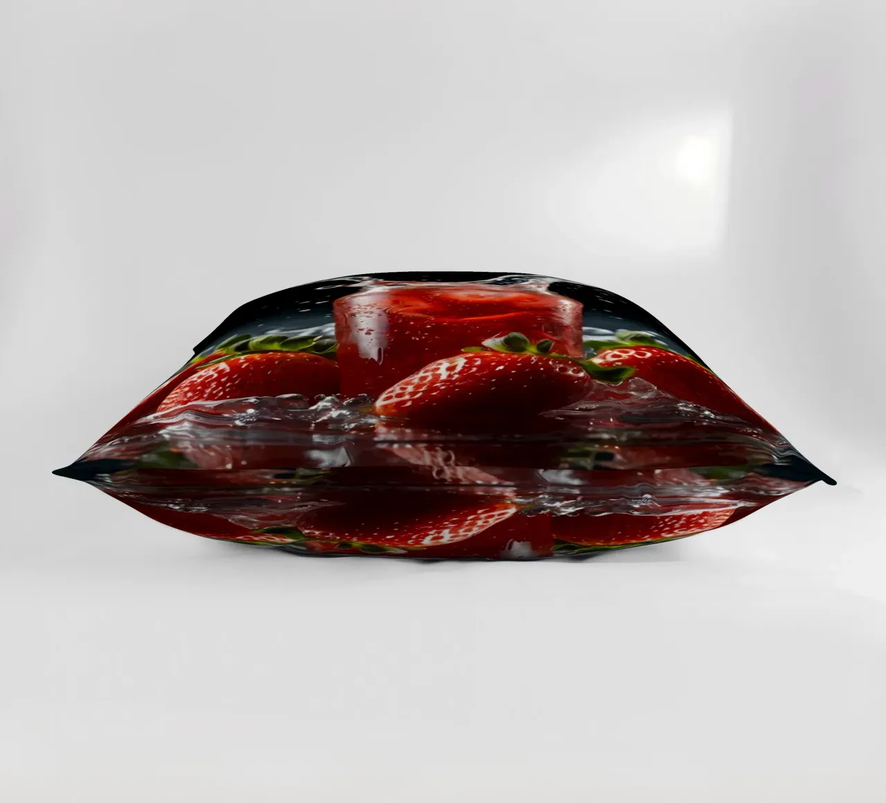Fragole e spruzzi di bevande gassate su sfondo scuro cuscino da DesignDoodle