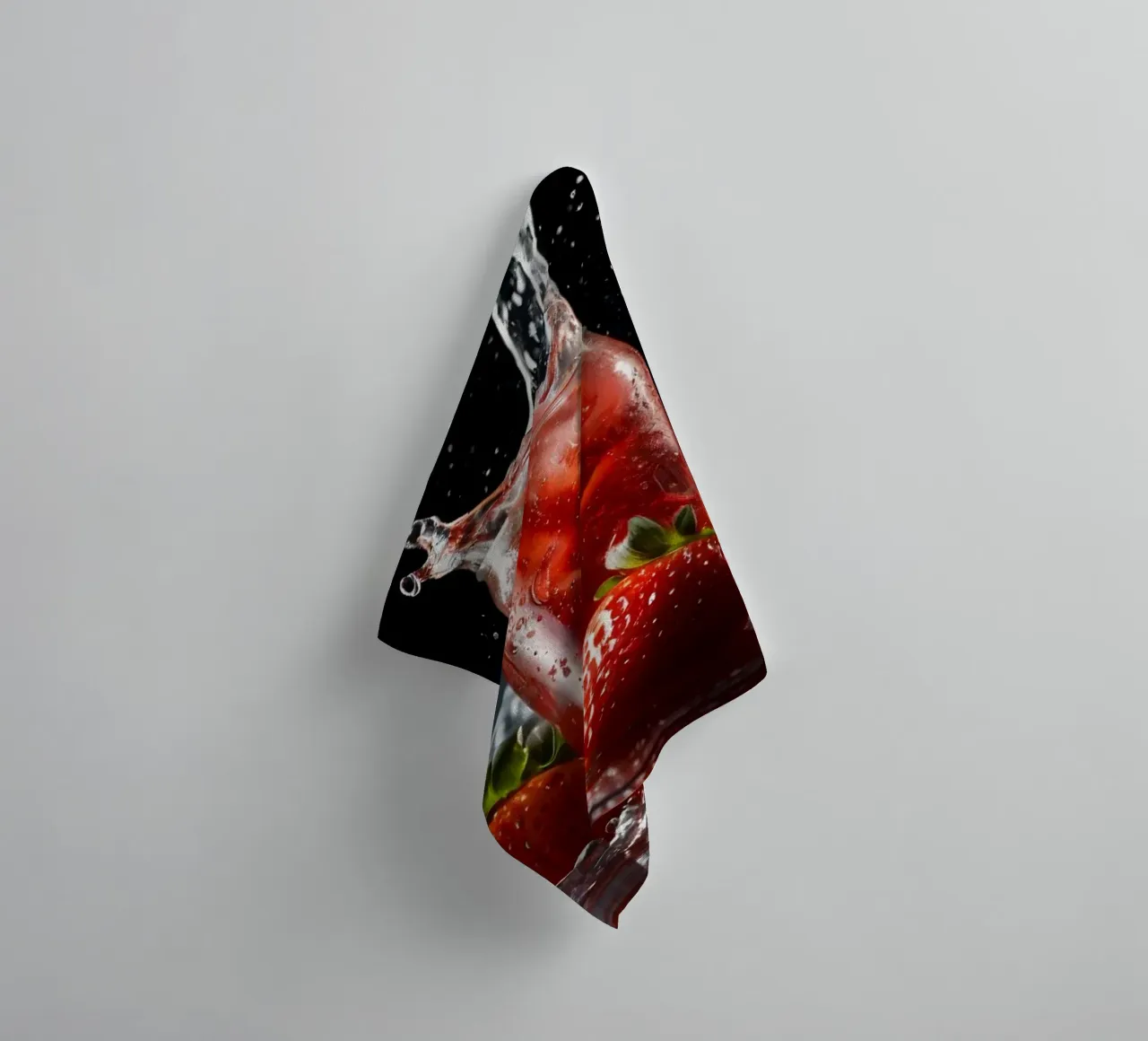 Strawberries and sparkling drink splash on a dark background towel by DesignDoodle