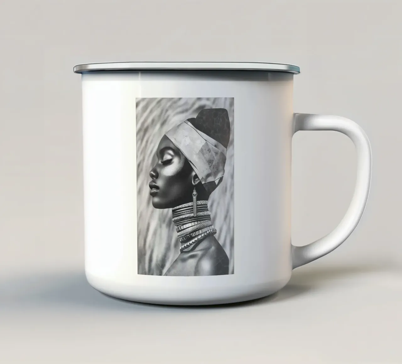Moda Mujer Negra taza de esmalte de Carinaprint
