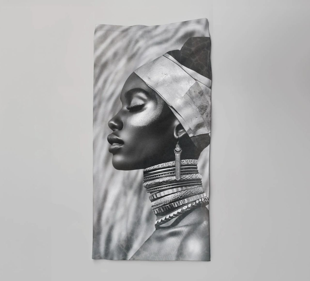 Zwarte modevrouw badhanddoek van Carinaprint