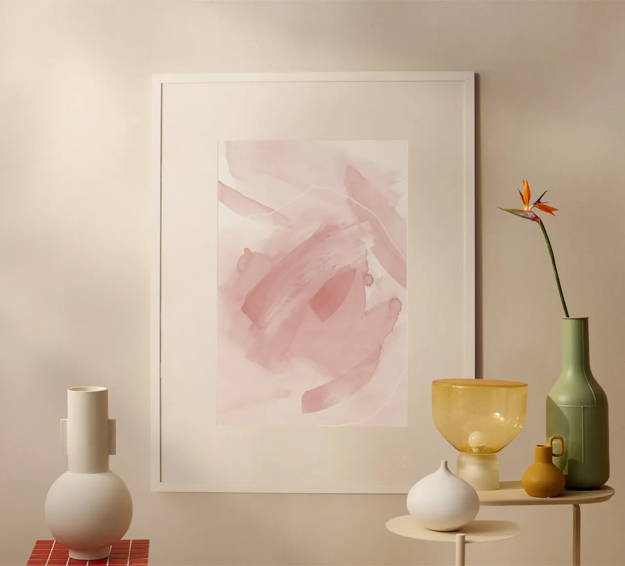Brush strokes pink tones 2 poster con telaio in alluminio da NouveauPrints