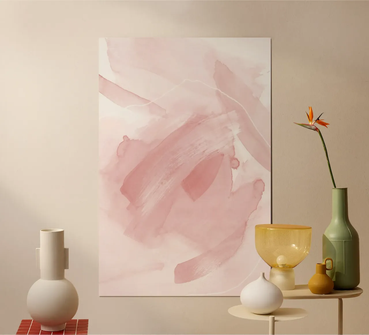 Brush strokes pink tones 2 poster con telaio in alluminio da NouveauPrints
