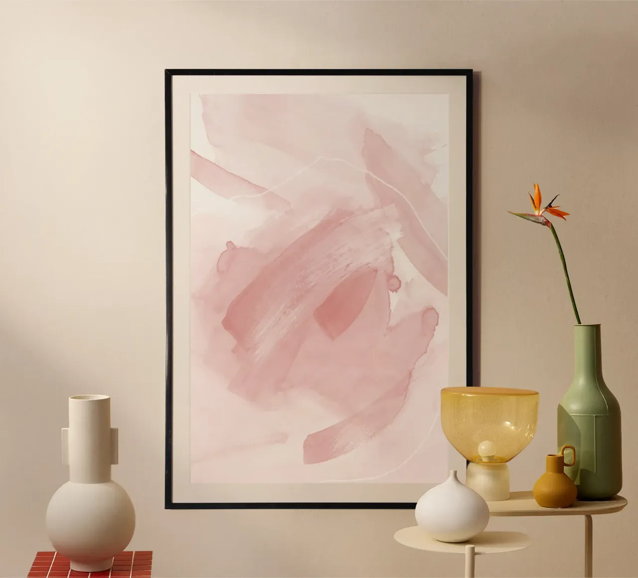 Brush strokes pink tones 2 poster con telaio in alluminio da NouveauPrints