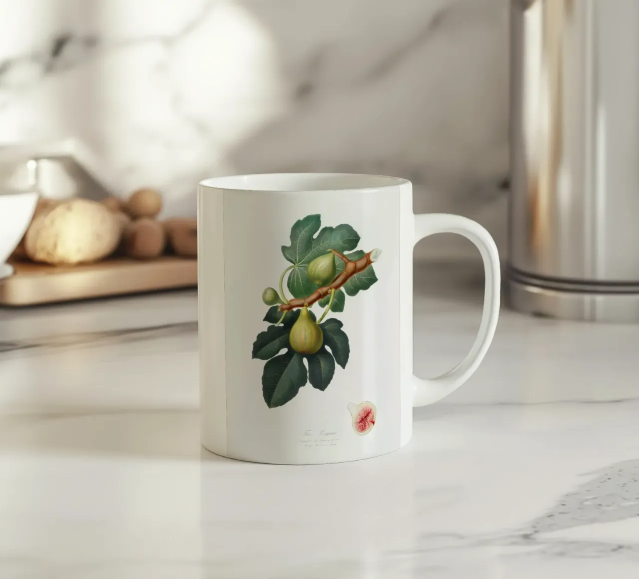 Fig Fruit and Leaves Botanical Illustration tazza in ceramica da Pretty Flowers Vintage Botanicals