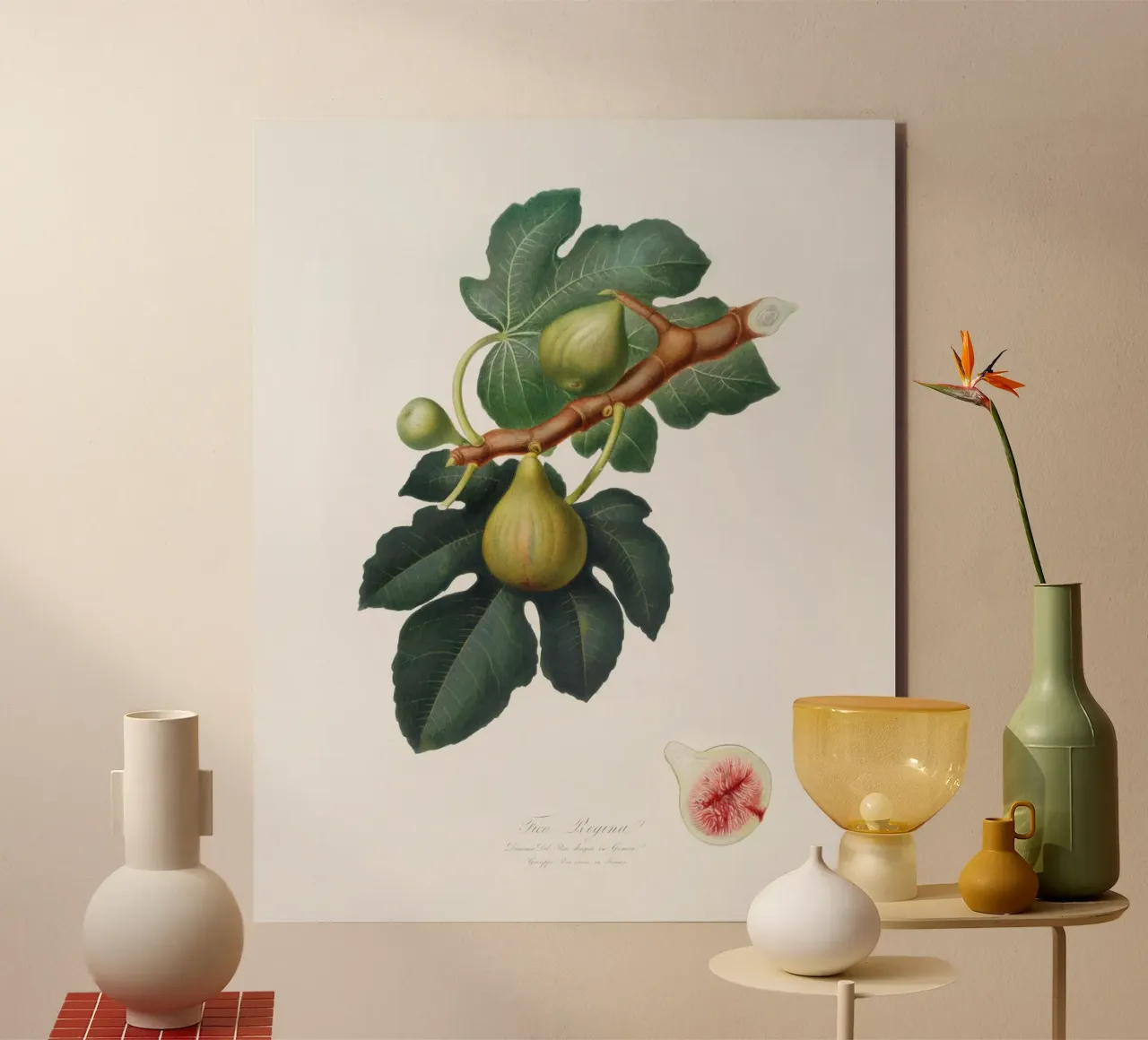 Fig Fruit and Leaves Botanical Illustration alluminio dibond da Pretty Flowers Vintage Botanicals