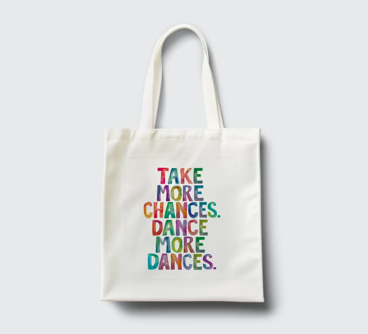 Corri più rischi Balla più balli Acquerelli arcobaleno borsa in juta da THE MOTIVATED TYPE