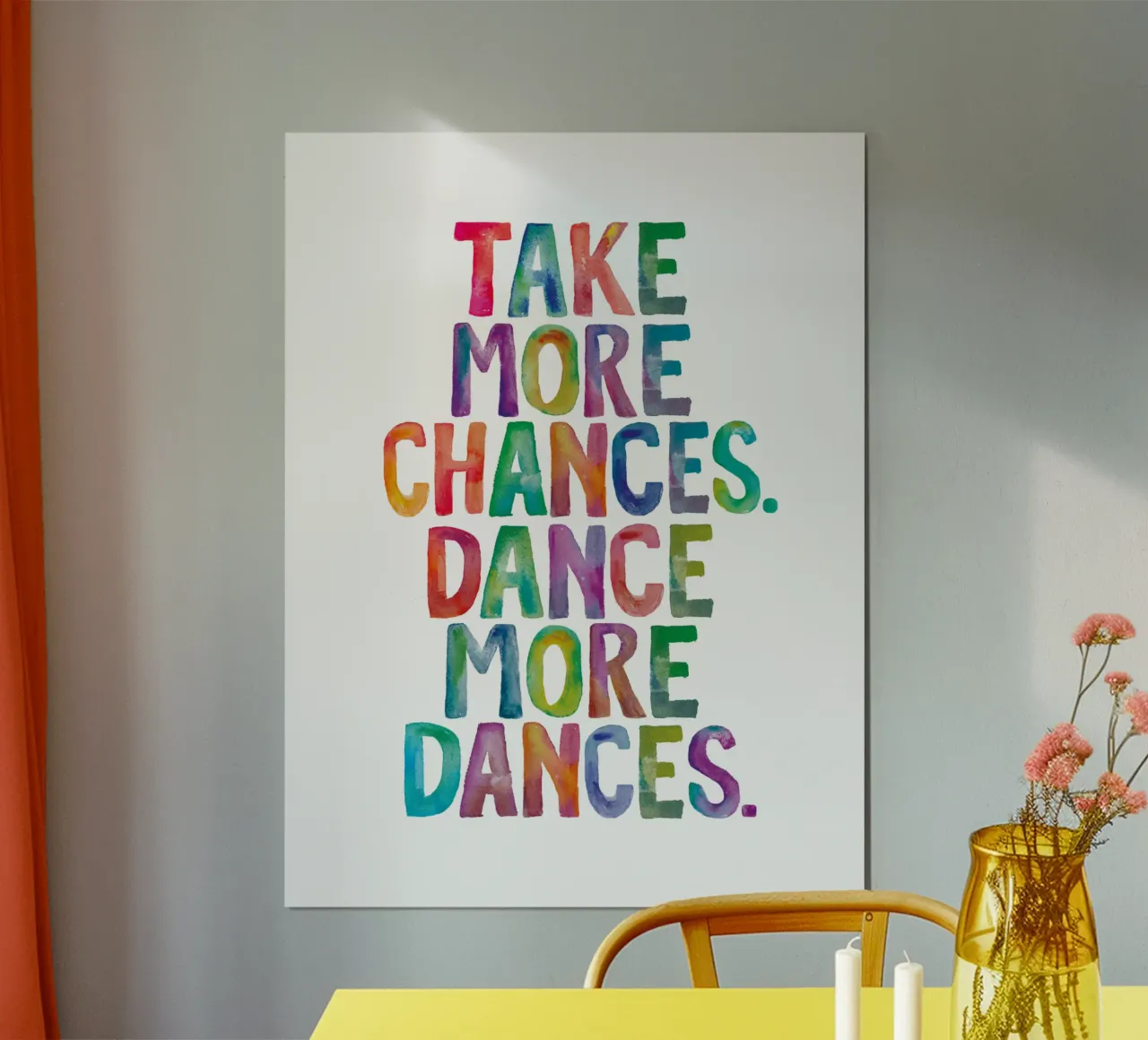 Neem meer kansen Dans meer dansen Regenboog aquarellen hahnemühle van THE MOTIVATED TYPE
