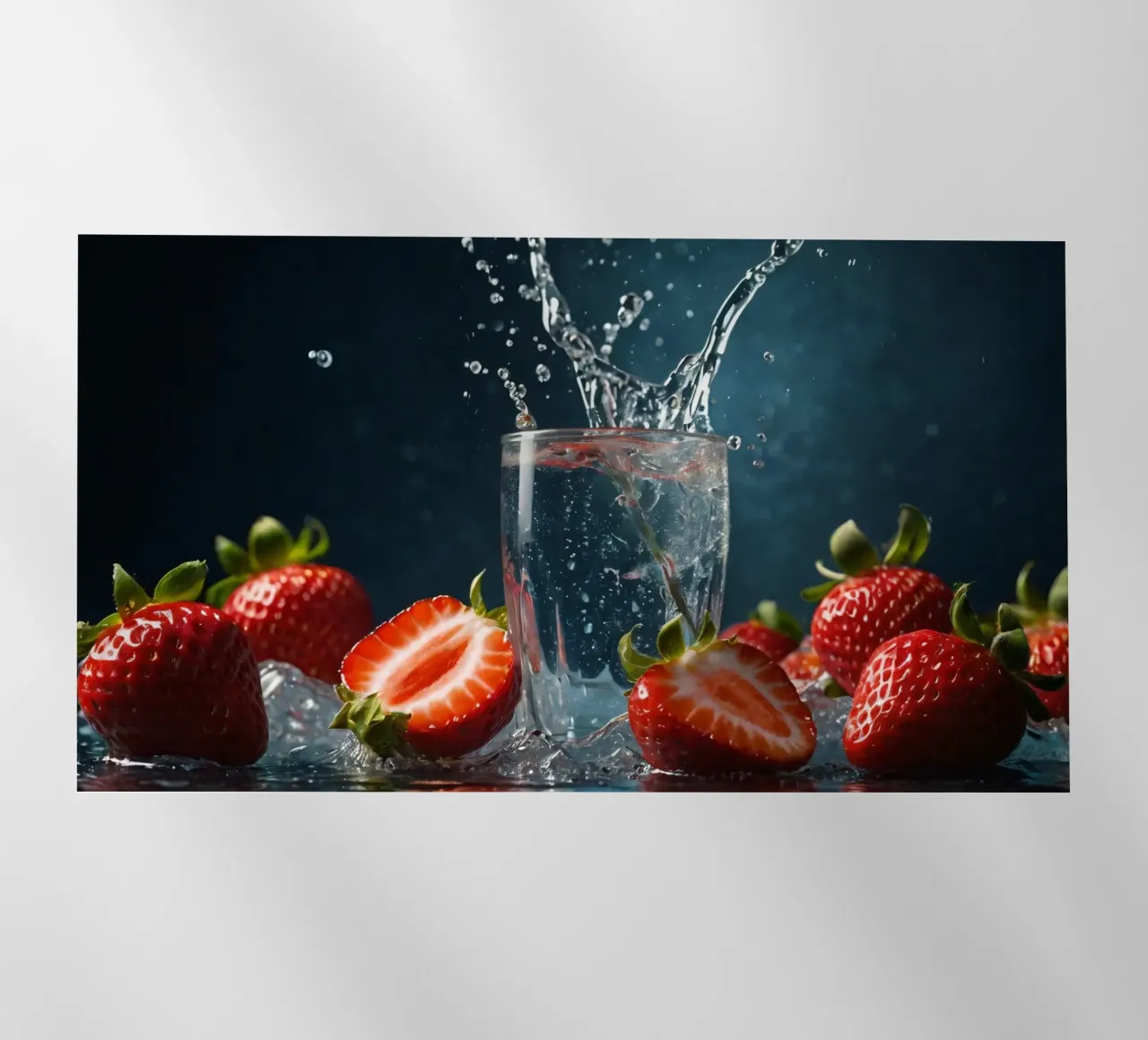 spruzzi d'acqua in un bicchiere circondato da fragole fresche pellicola backlit da DesignDoodle