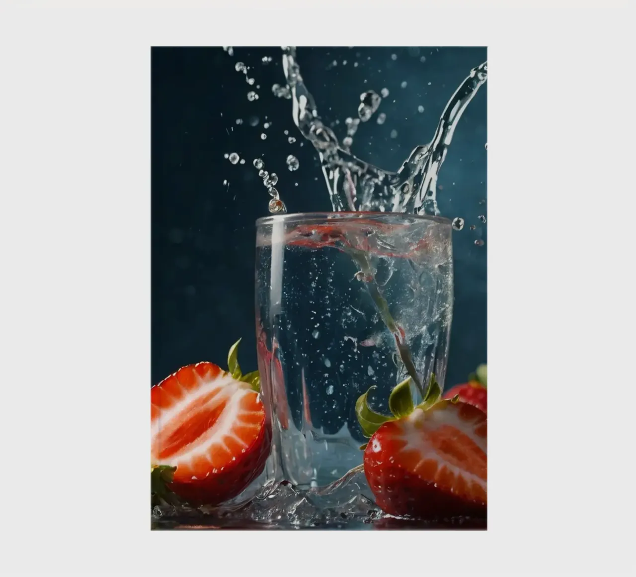 spruzzi d'acqua in un bicchiere circondato da fragole fresche diario da DesignDoodle
