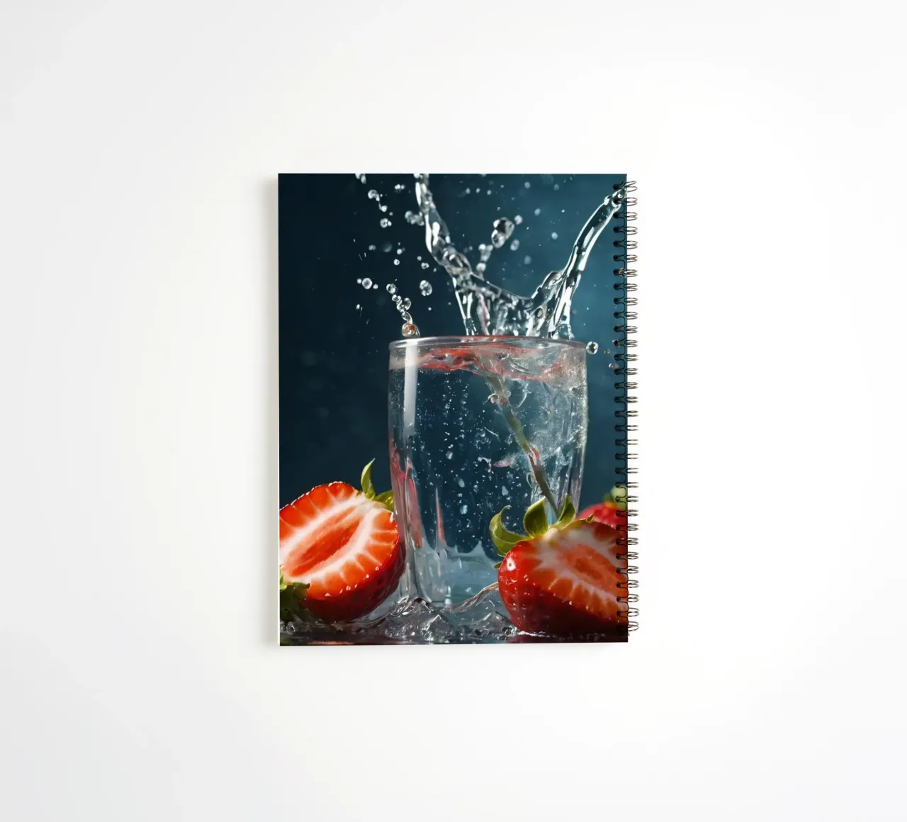 spruzzi d'acqua in un bicchiere circondato da fragole fresche diario ad anelli da DesignDoodle