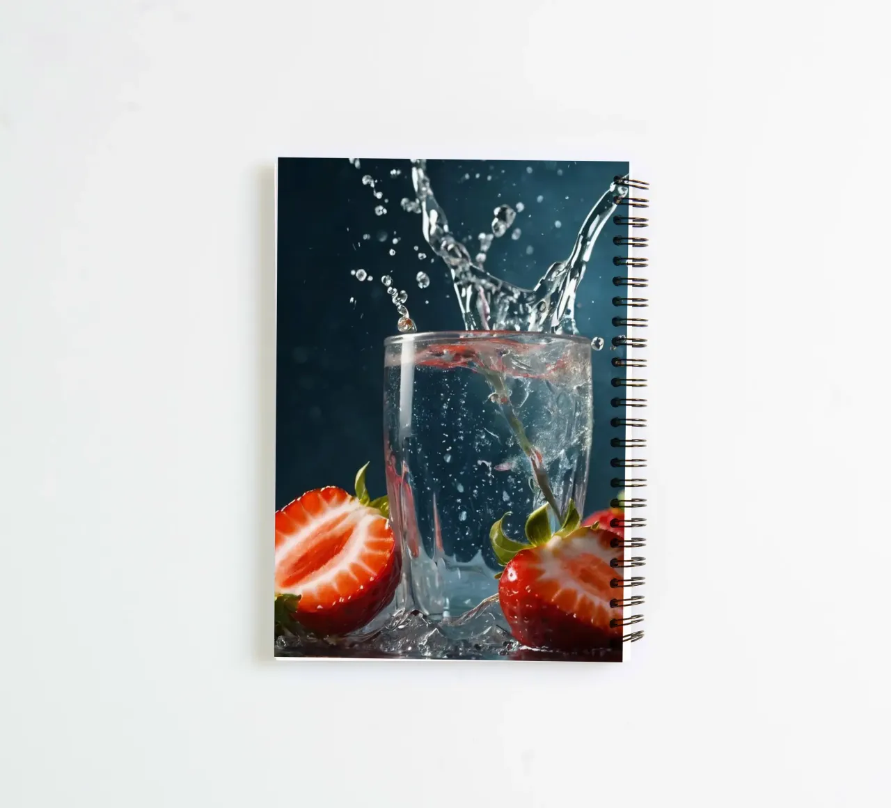 spruzzi d'acqua in un bicchiere circondato da fragole fresche diario ad anelli da DesignDoodle