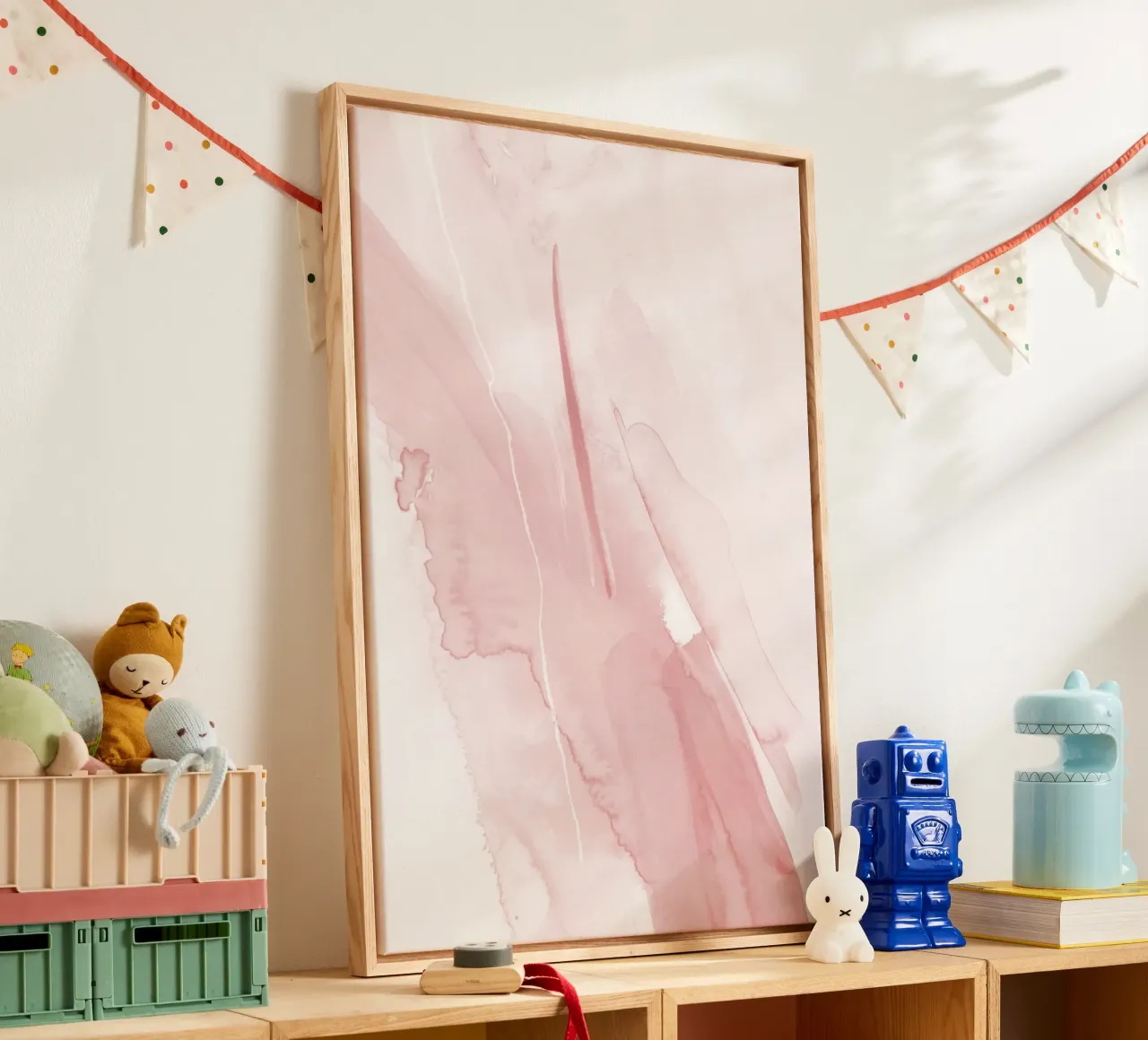 Pennellate toni rosa 1 tela con Cornice a cassetta da NouveauPrints