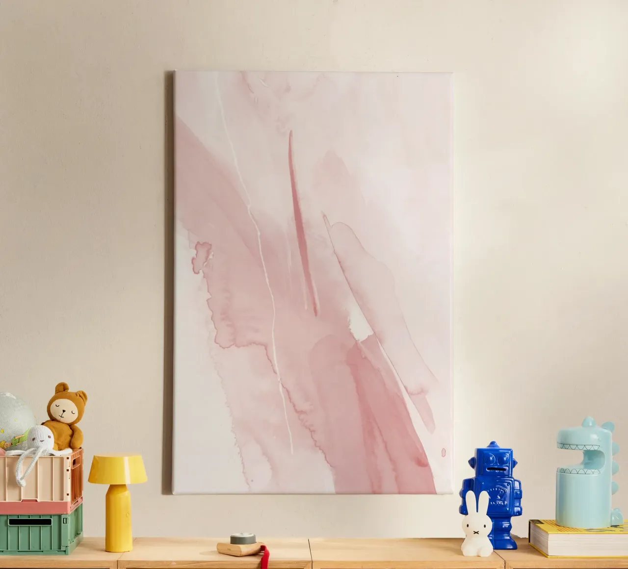 Pennellate toni rosa 1 tela con Cornice a cassetta da NouveauPrints