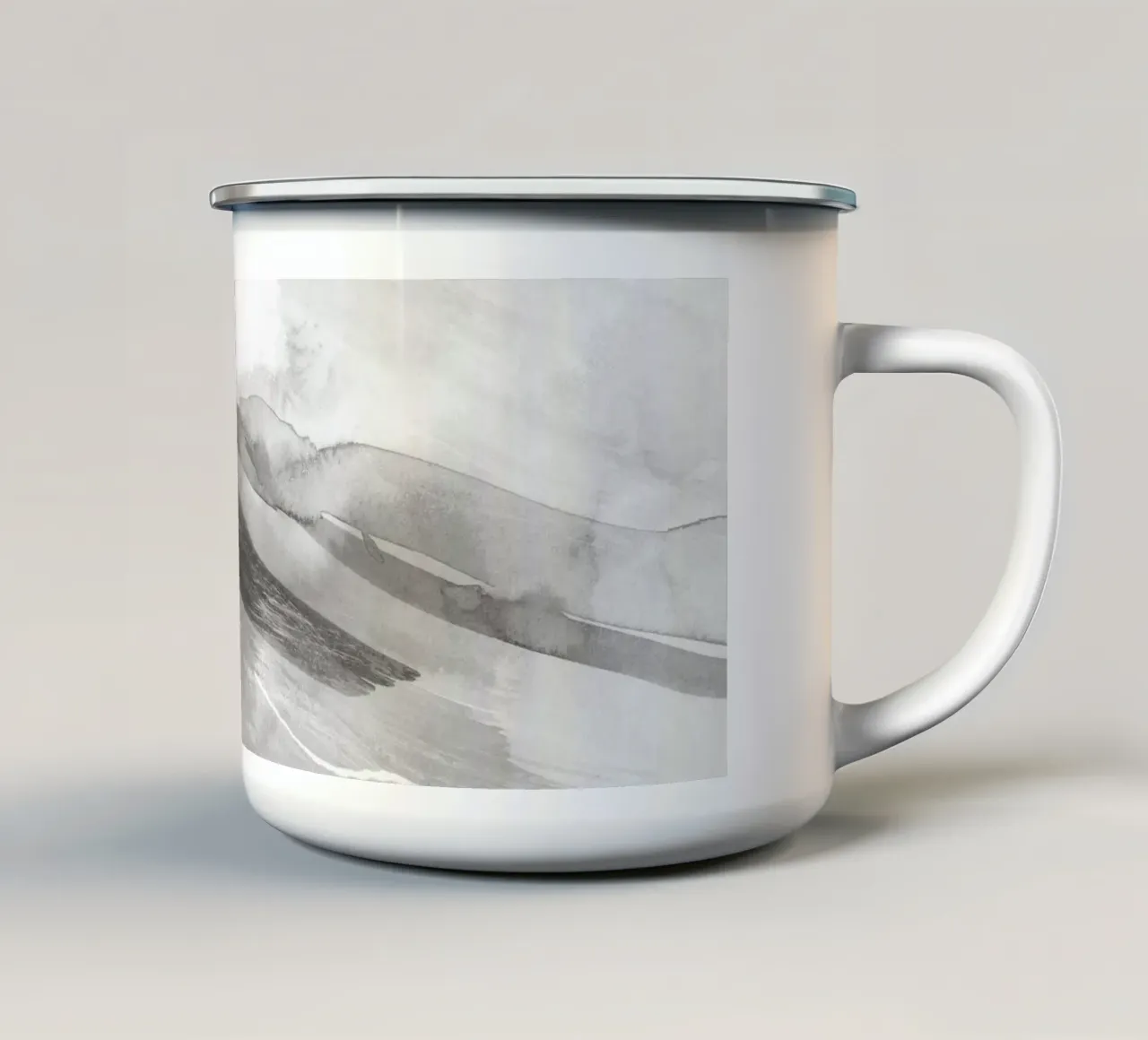 Pinselstriche Grautöne 3 Emaille Tasse von NouveauPrints