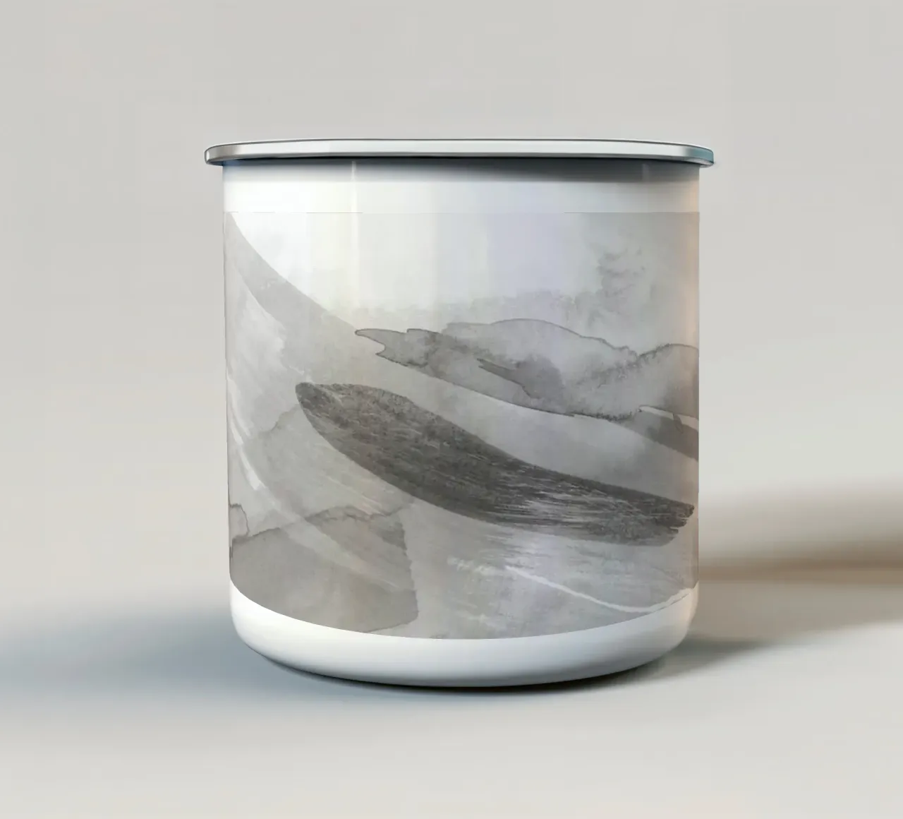 Pinselstriche Grautöne 3 Emaille Tasse von NouveauPrints