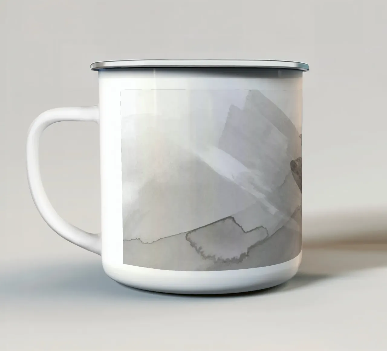 Pinselstriche Grautöne 3 Emaille Tasse von NouveauPrints