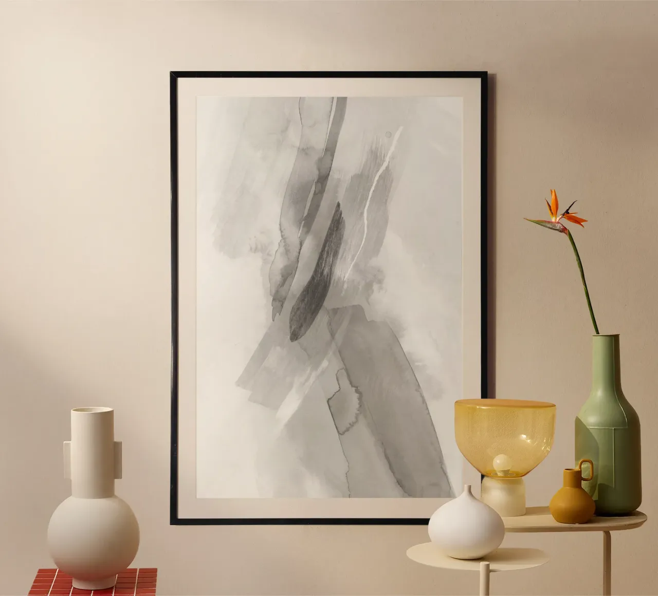 Pinselstriche Grautöne 3 Hahnemühle von NouveauPrints