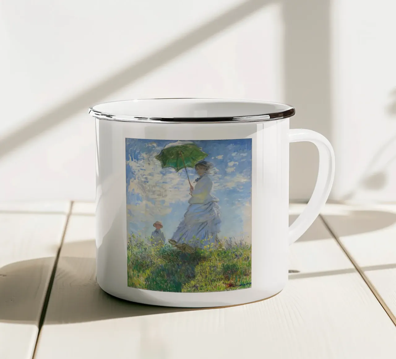 Claude Monet’s Woman with a Parasol (1875) tazza in smalto da Venus Art