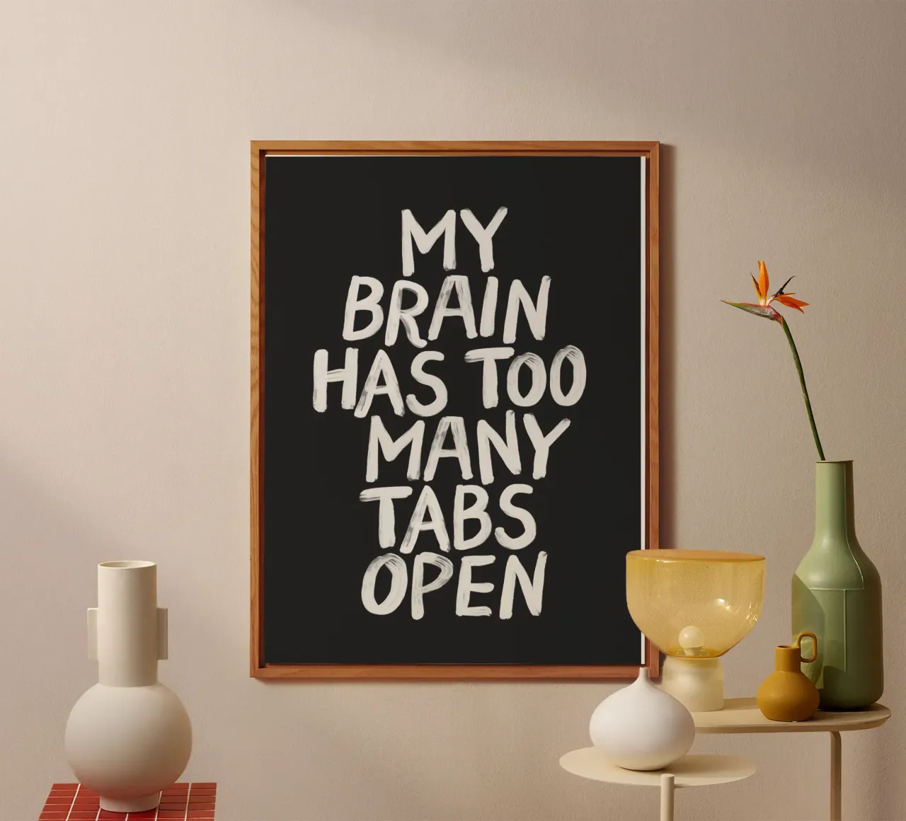 My Brain Has Too Many Tabs Open Modern Relatable Typography alu-dibond by THE MOTIVATED TYPE