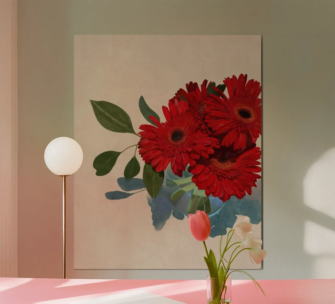Margherita Gerbera poster con telaio in alluminio da Katie O'Shea