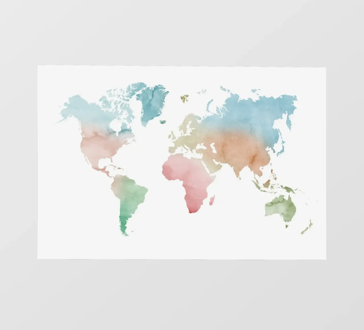 Mappa del mondo ad acquerello - colori pastello pellicola backlit da NouveauPrints