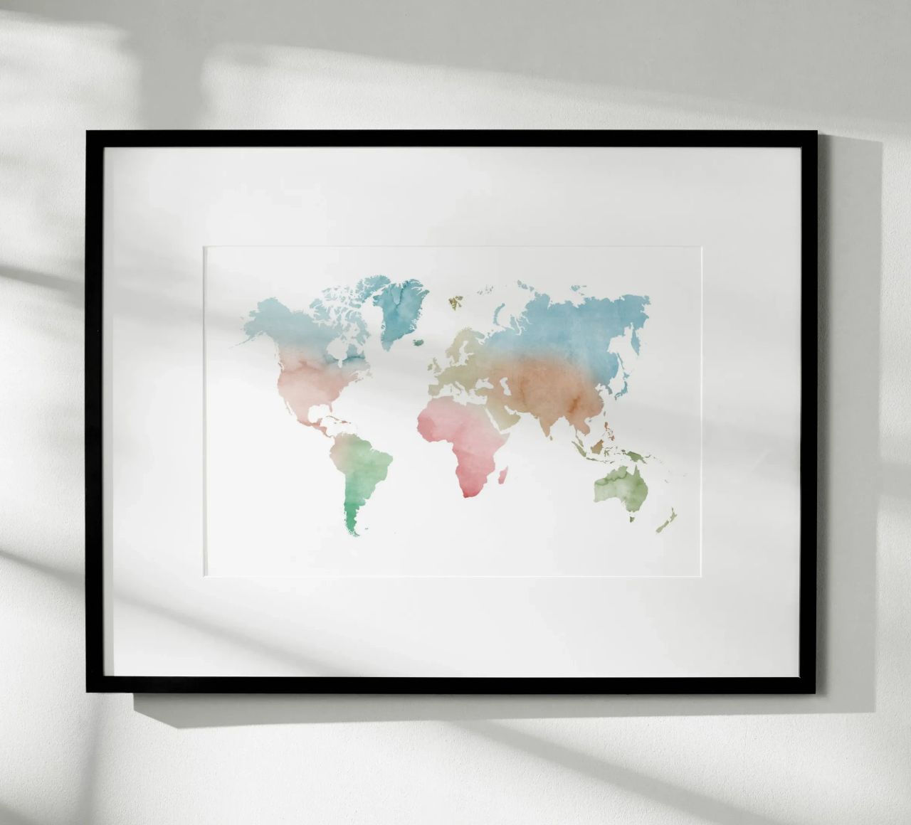 Watercolor world map - pastels colors poster by NouveauPrints