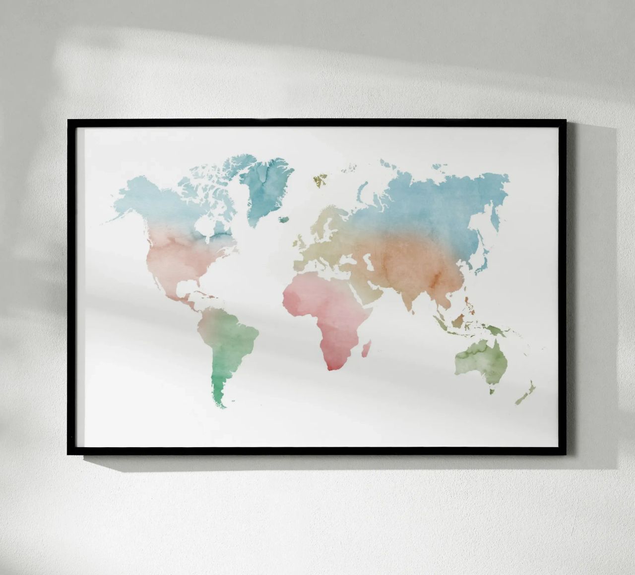 Watercolor world map - pastels colors poster by NouveauPrints