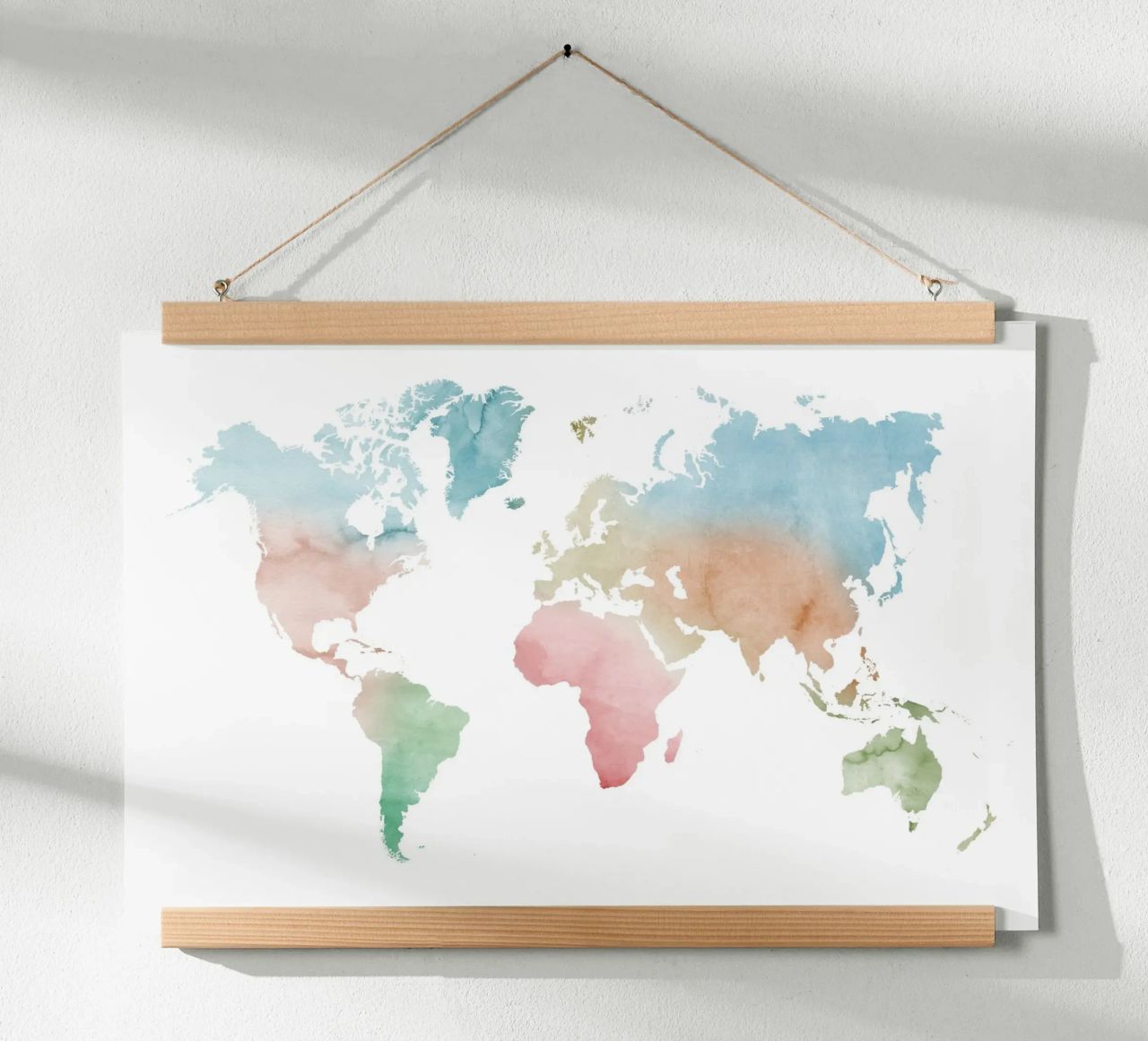 Watercolor world map - pastels colors poster by NouveauPrints