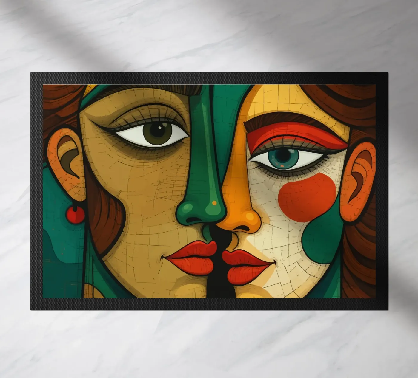 Abstract faces doormat by Mohs