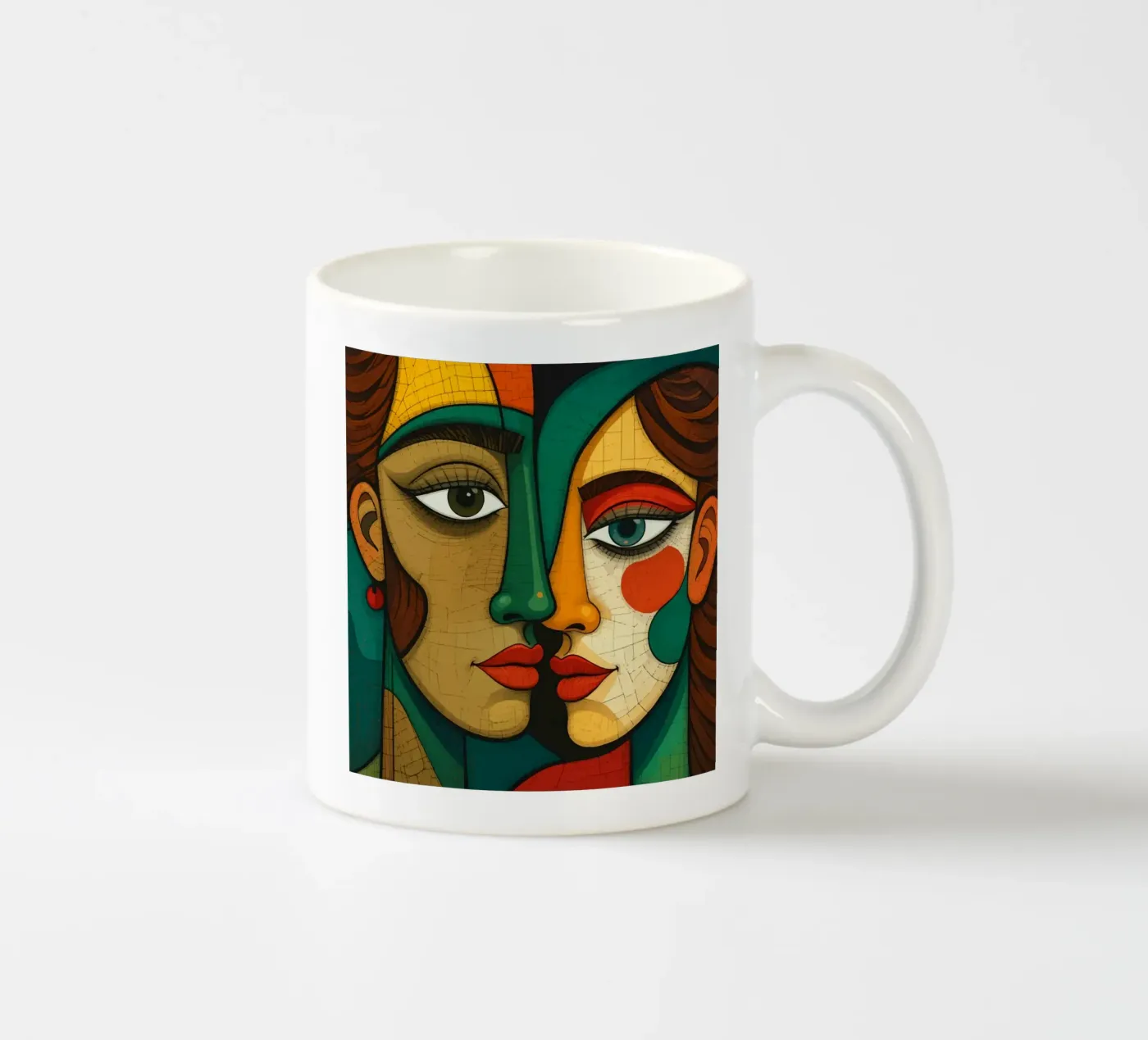 Abstract faces ceramic mug by Mohs