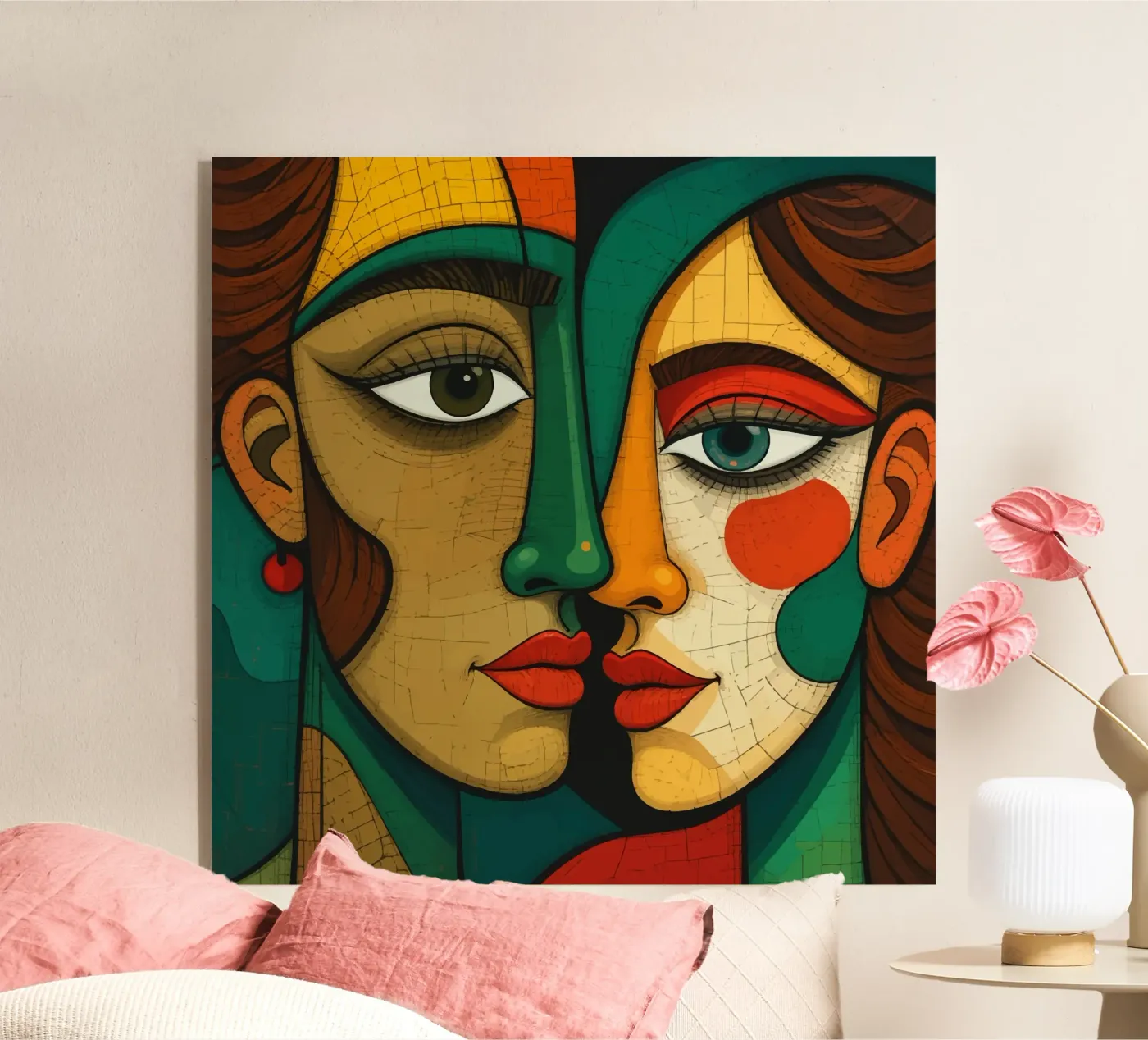 Abstract faces acryl van Mohs