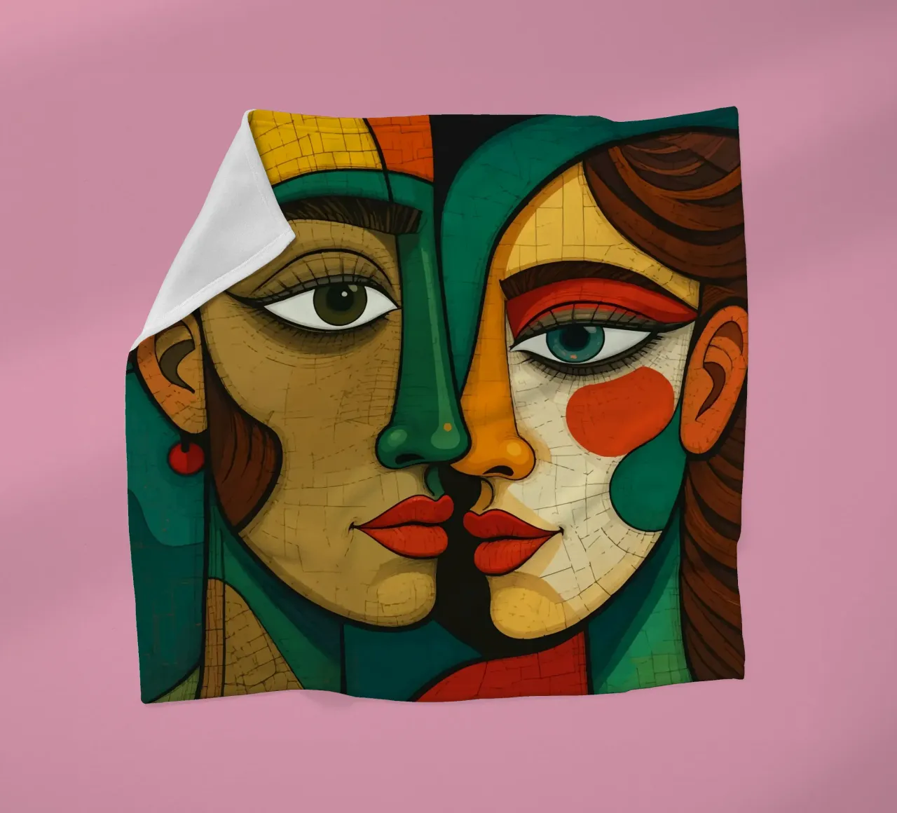 Abstraktes Gesichter Fleecedecke von Mohs