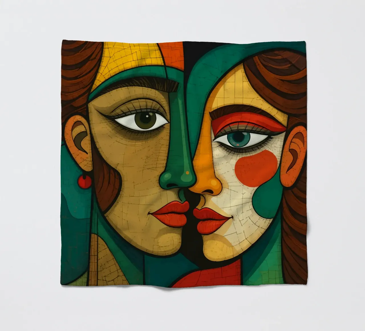 Abstract faces fleece blanket by Mohs