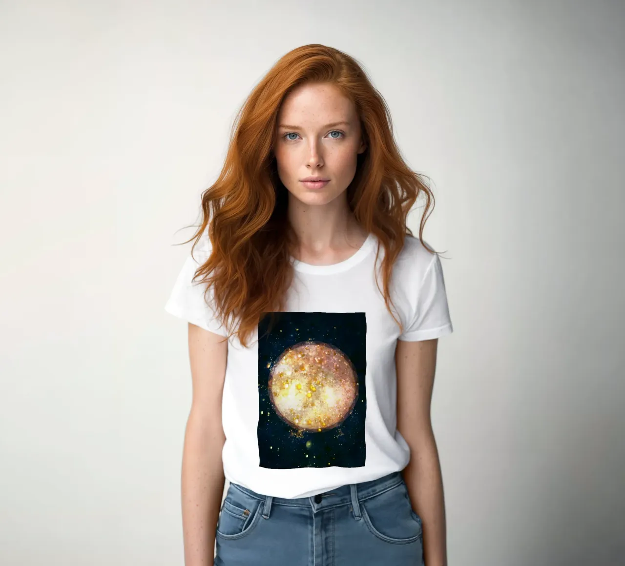 Planet Light Abstract Print t-shirt da donna da lovely lines