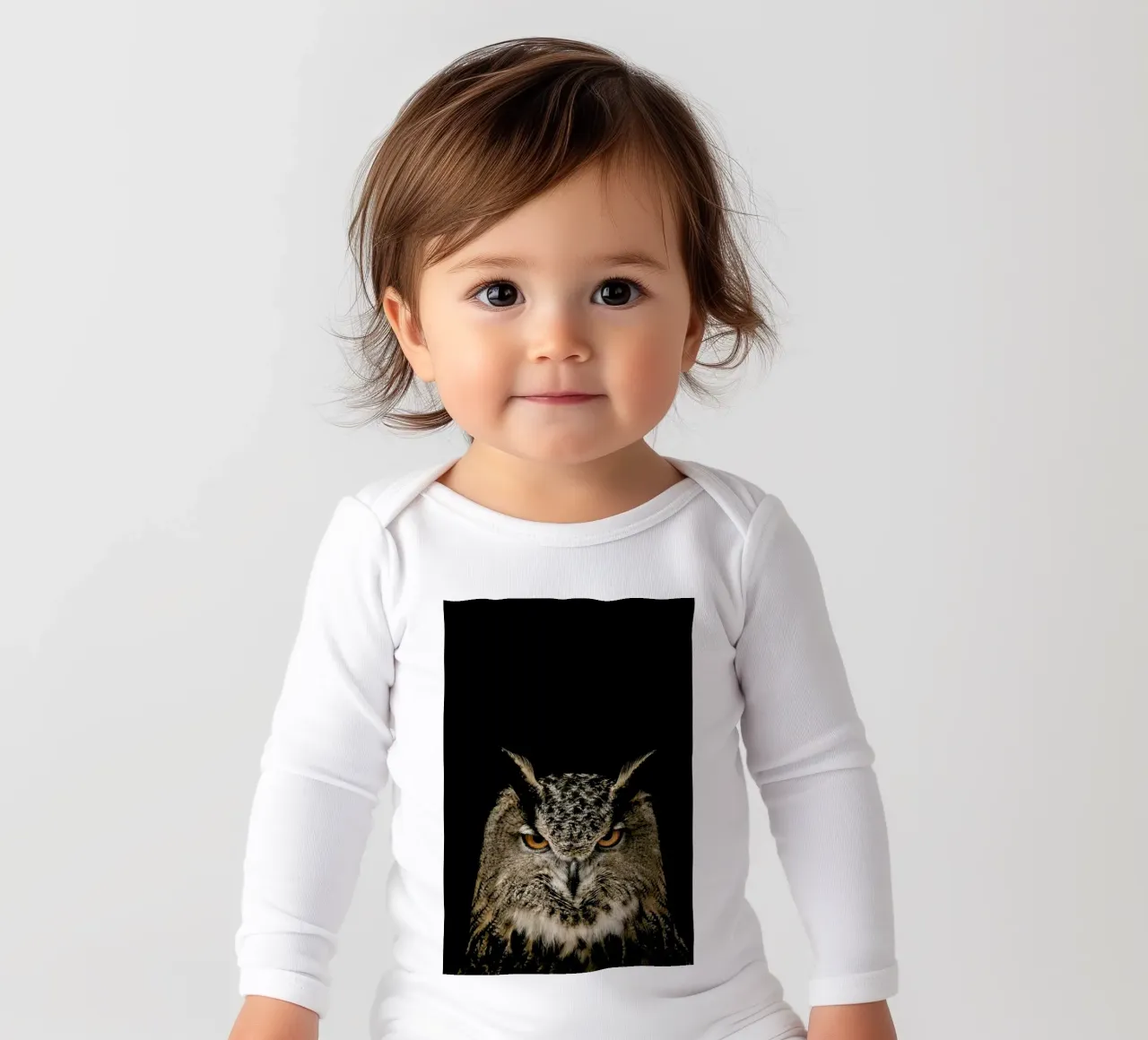 Tawny Owl long-sleeve baby romper by Natural Kingdom