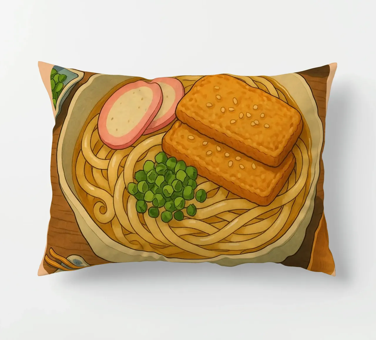 Ciotola di noodles Udon in stile anime - Serie di piatti giapponesi n. 1 cuscino da japanfox