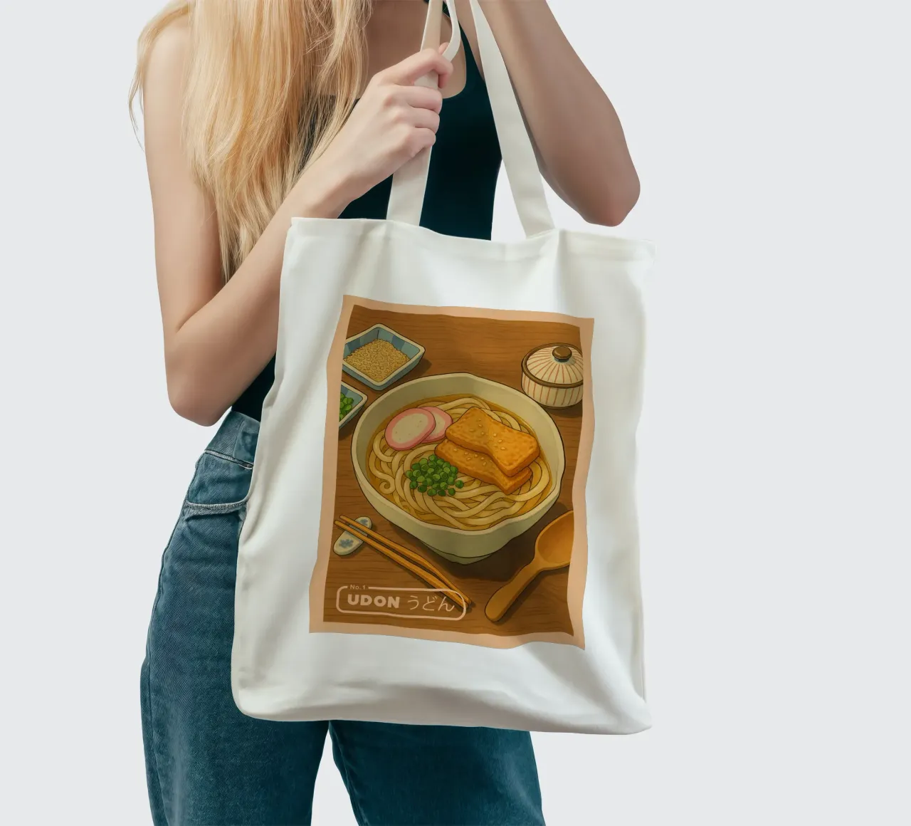 Ciotola di noodles Udon in stile anime - Serie di piatti giapponesi n. 1 borsa in juta da japanfox