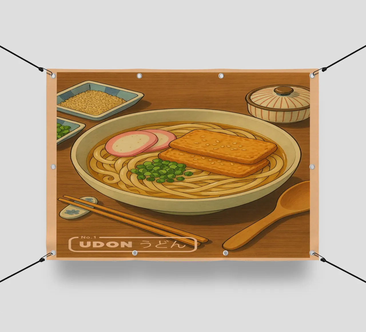 Ciotola di noodles Udon in stile anime - Serie di piatti giapponesi n. 1 telo in pvc da japanfox