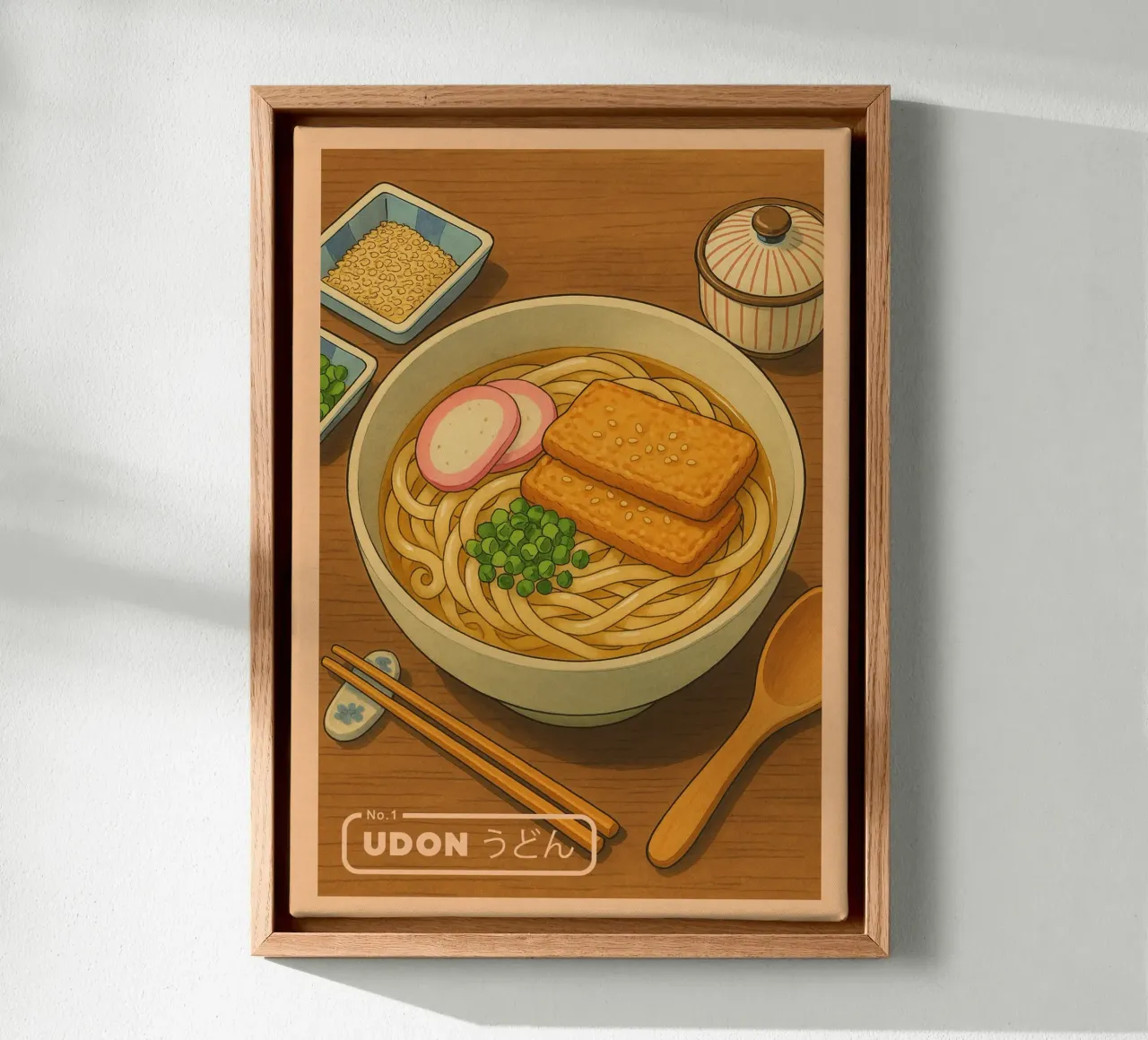 Ciotola di noodles Udon in stile anime - Serie di piatti giapponesi n. 1 tela da japanfox
