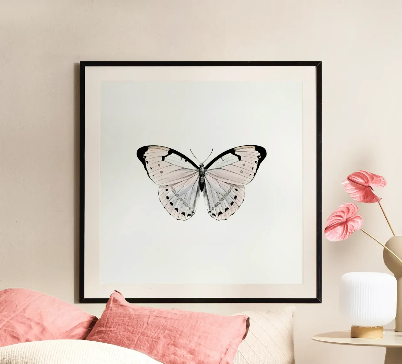 Papillion Rose poster con telaio in plastica da Monika Strigel