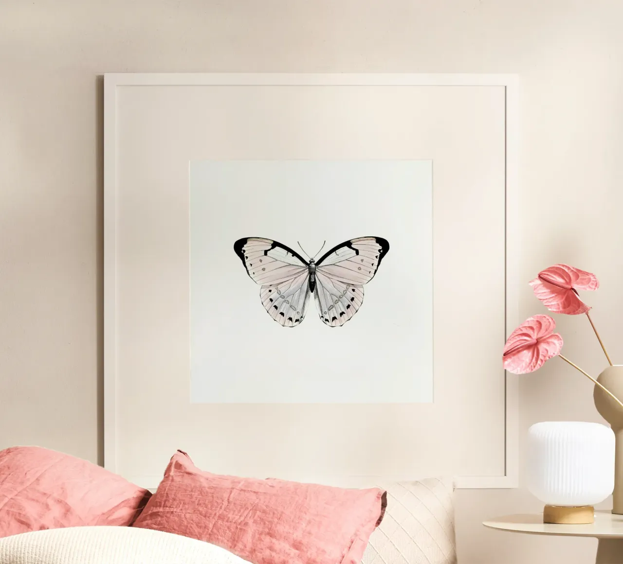Papillion Rose poster con telaio in plastica da Monika Strigel