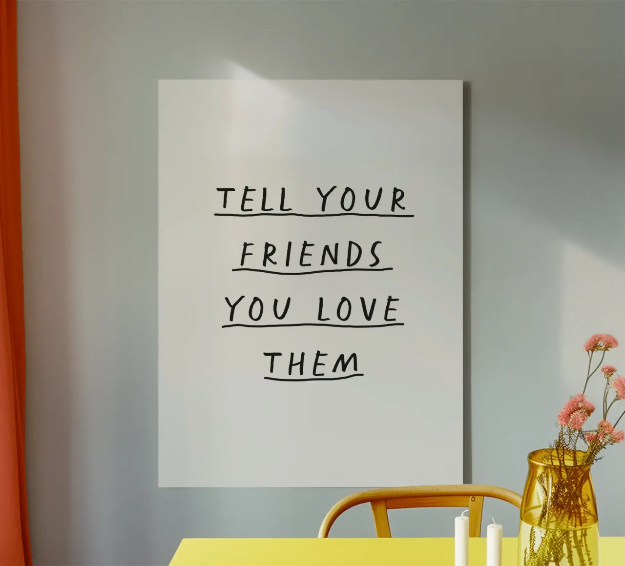 Sag deinen Freunden, dass du sie liebst Sentimental Friendship Print Leinwand mit Schattenfugenrahmen von THE MOTIVATED TYPE