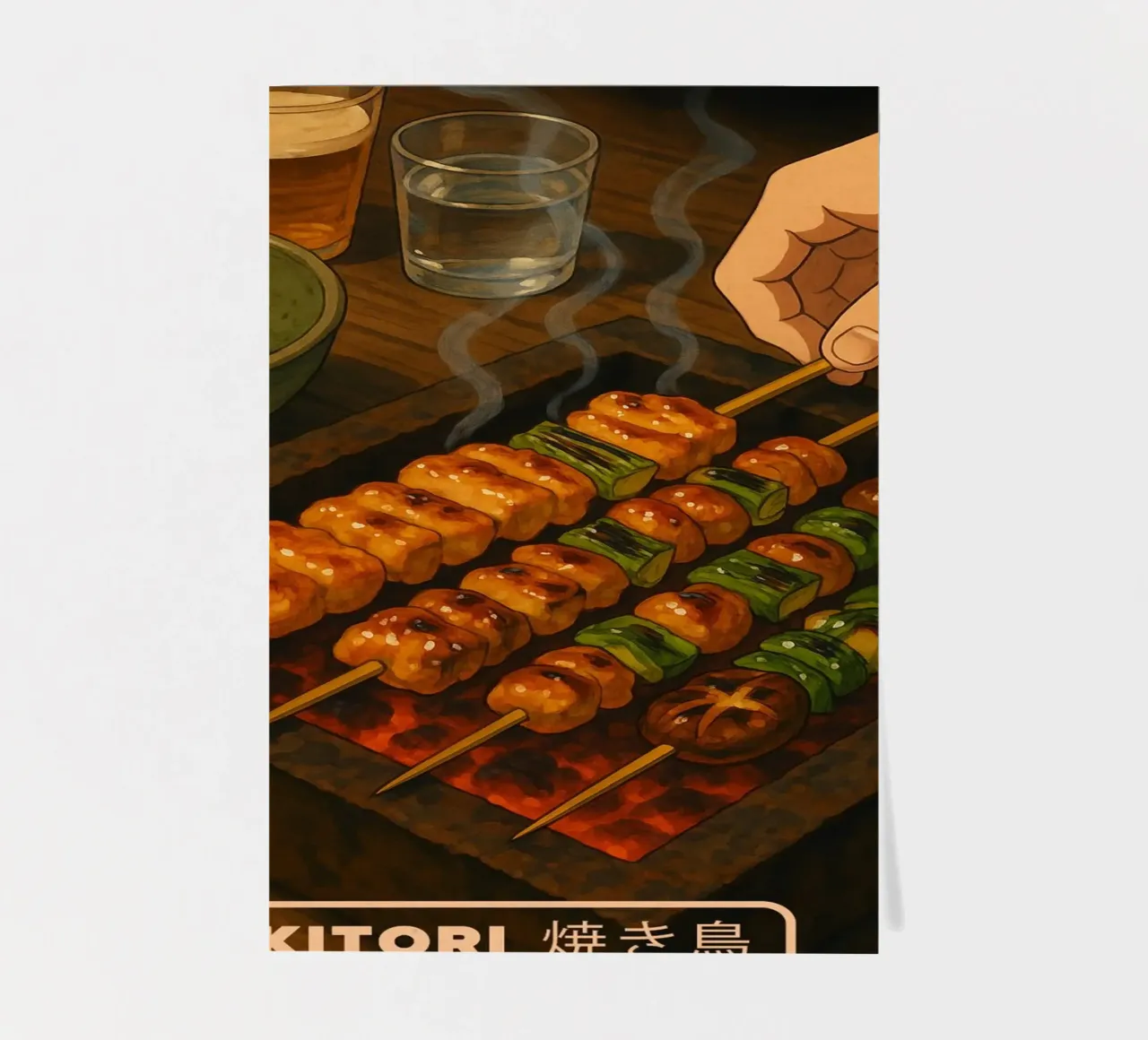 Spiedini Yakitori in stile Anime - Serie di piatti giapponesi n. 2 foglio adesivo da japanfox