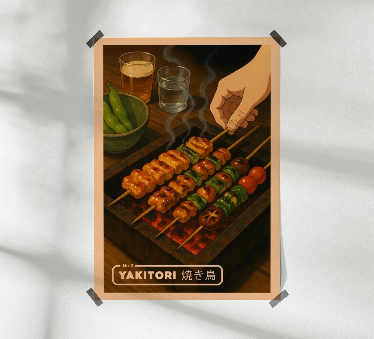 Pinchos Yakitori estilo anime - Serie de comida japonesa nº 2 poster de japanfox