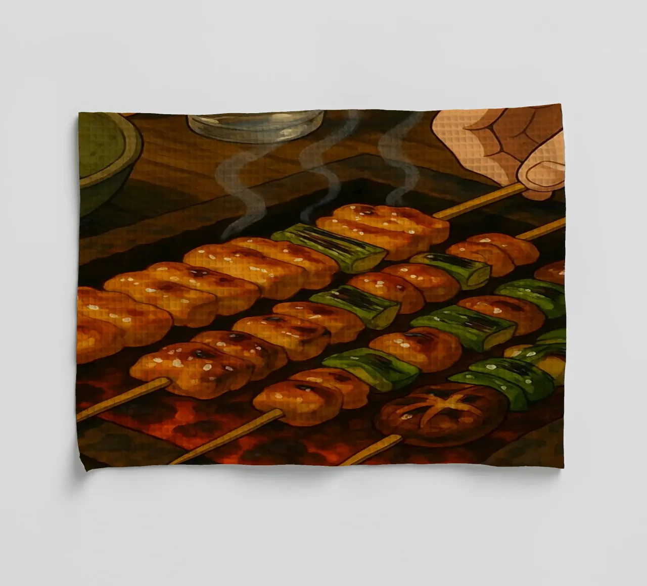 Spiedini Yakitori in stile Anime - Serie di piatti giapponesi n. 2 canovaccio da cucina da japanfox