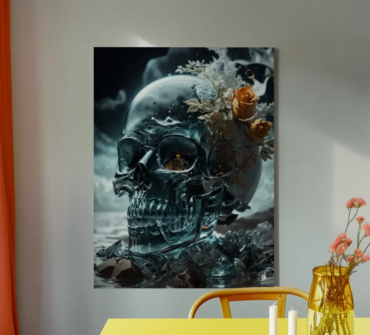 Skull Abstract Fantasy canvas with Floater frame by LM2KONE